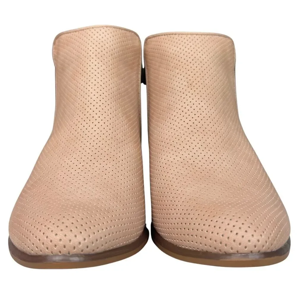 Esprit Womens Ankle Booties Tara Textured Perforated Zipper Sz 7.5 Blush Western